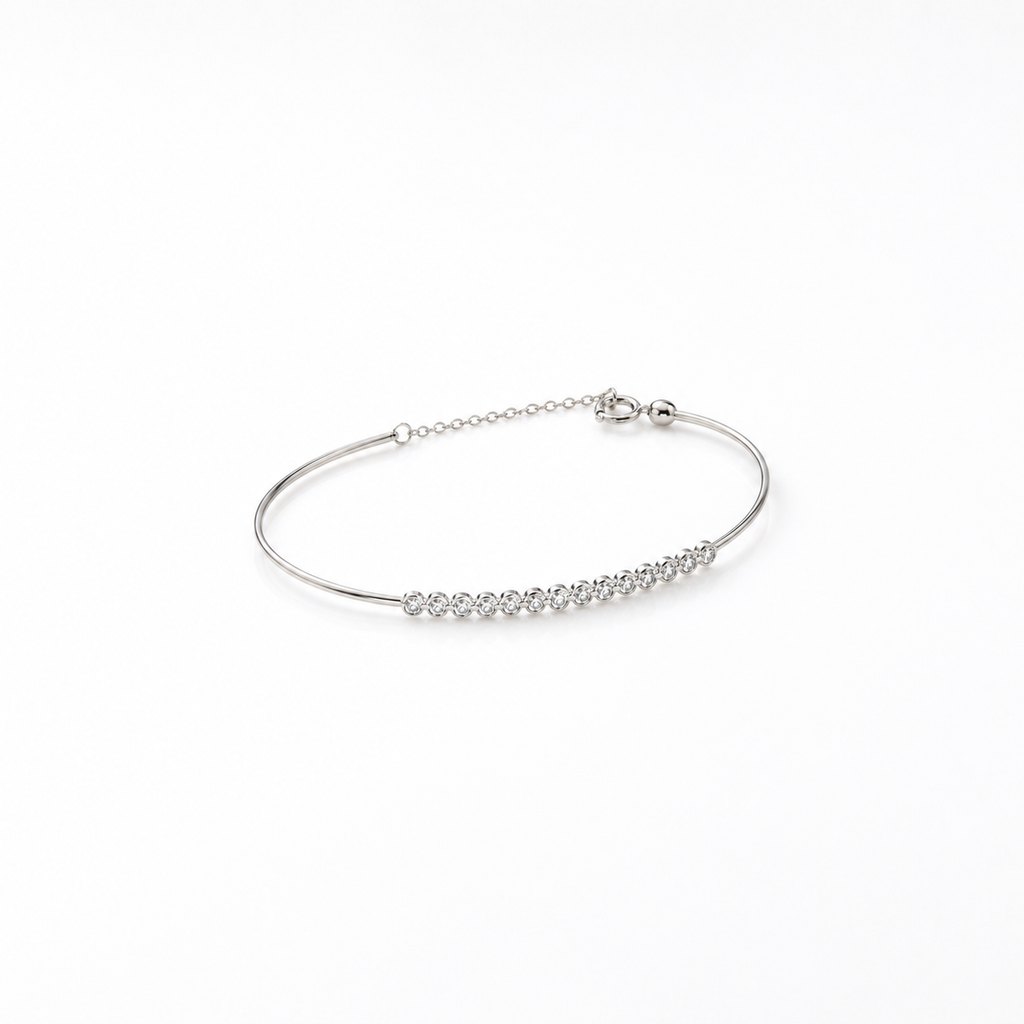 Bracelet Jonc Barre Zircones Argent 925