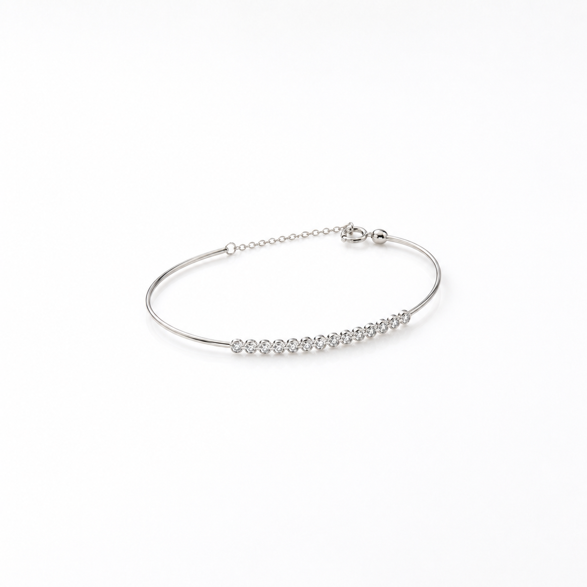 Bracelet Jonc Barre Zircones Argent 925