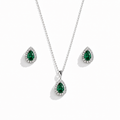 Ensemble Goutte Zircon & Pavé Argent Rhodié