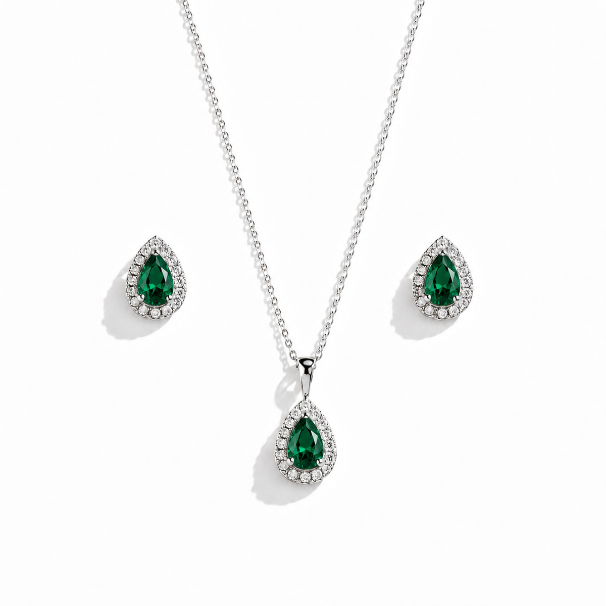 Ensemble Goutte Zircon & Pavé Argent Rhodié