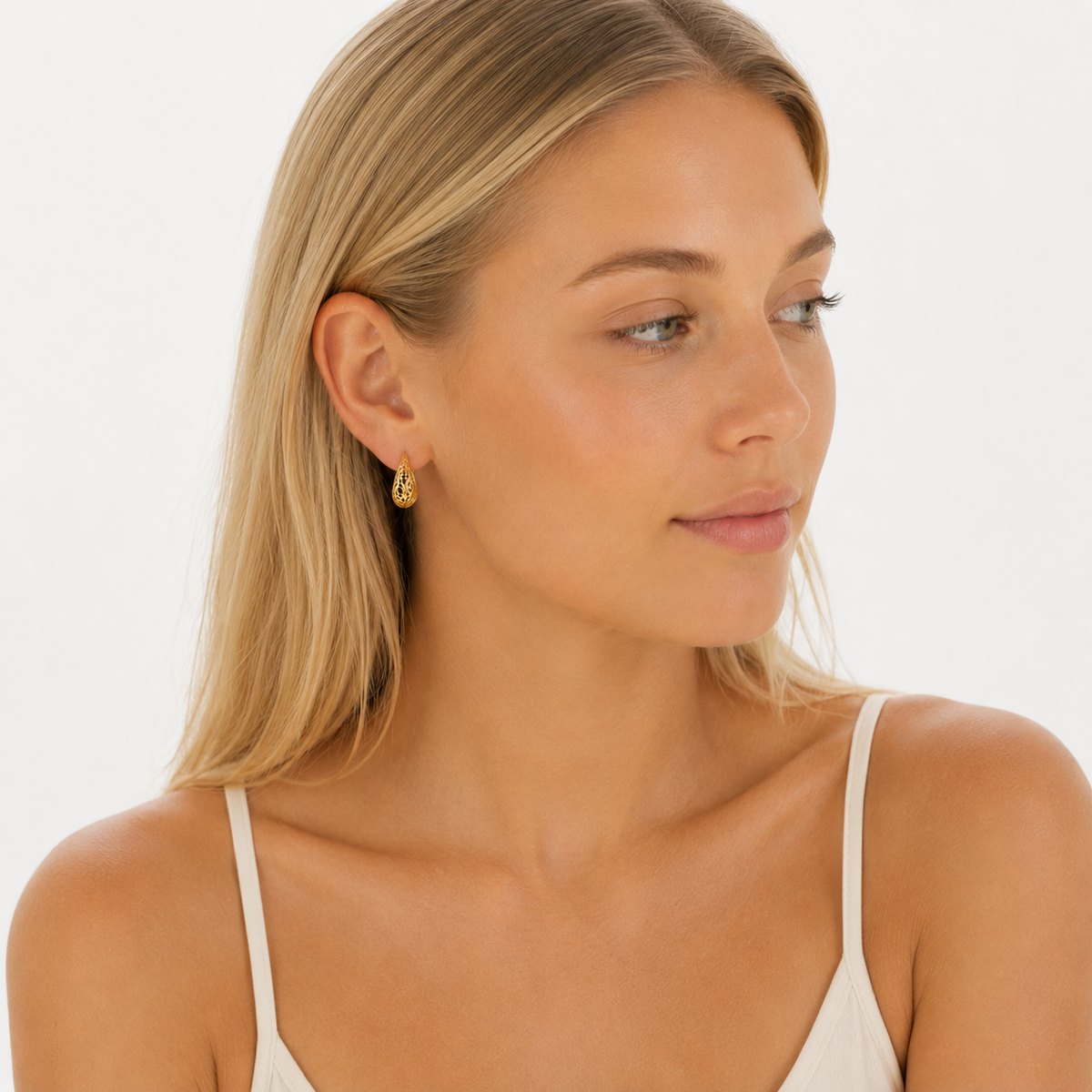 Créoles Ajourées Cœur  Dorure Or 18k  Argent 925