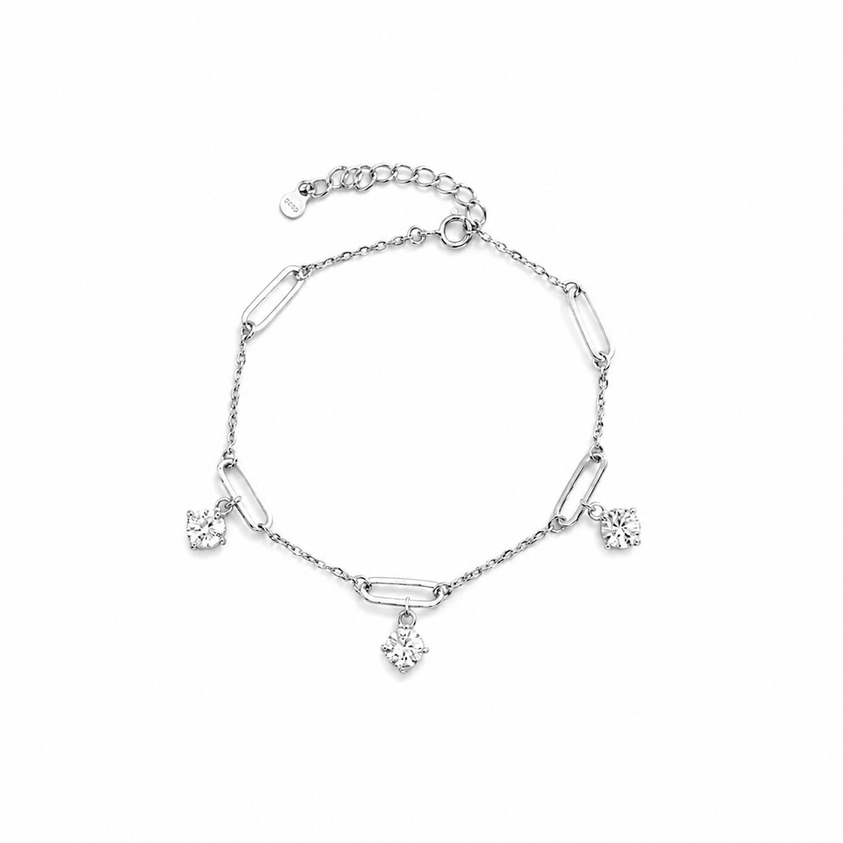 Bracelet Trilogie Céleste 3 Zircons Argent Sterling 925