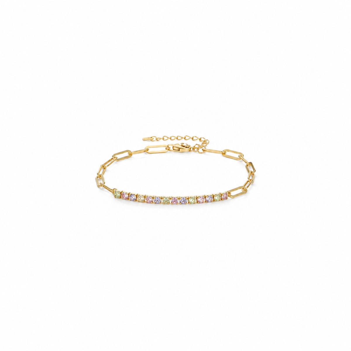 Bracelet  Maillon Tennis Zircone Multicolore Plaqué Or 18K Argent 925