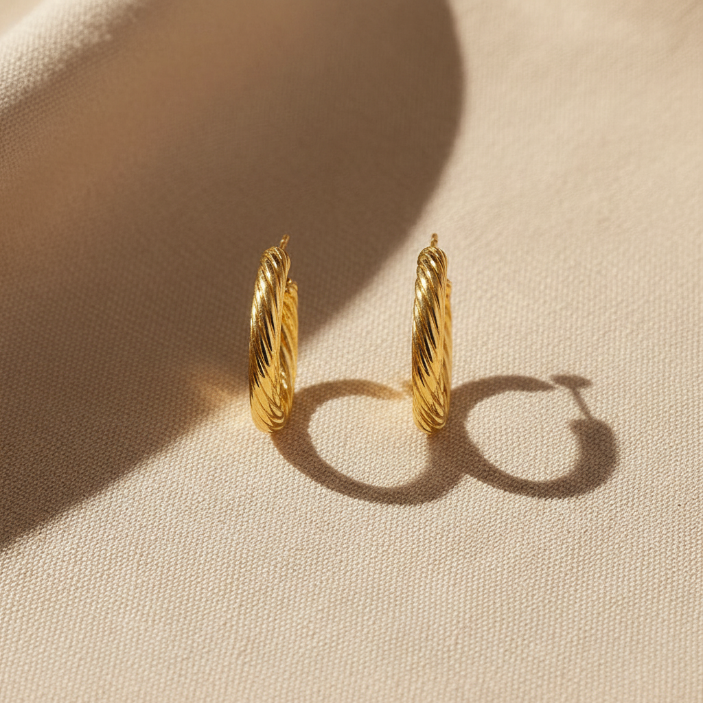 Demi-Lune Torsadée Dorure Or 18K