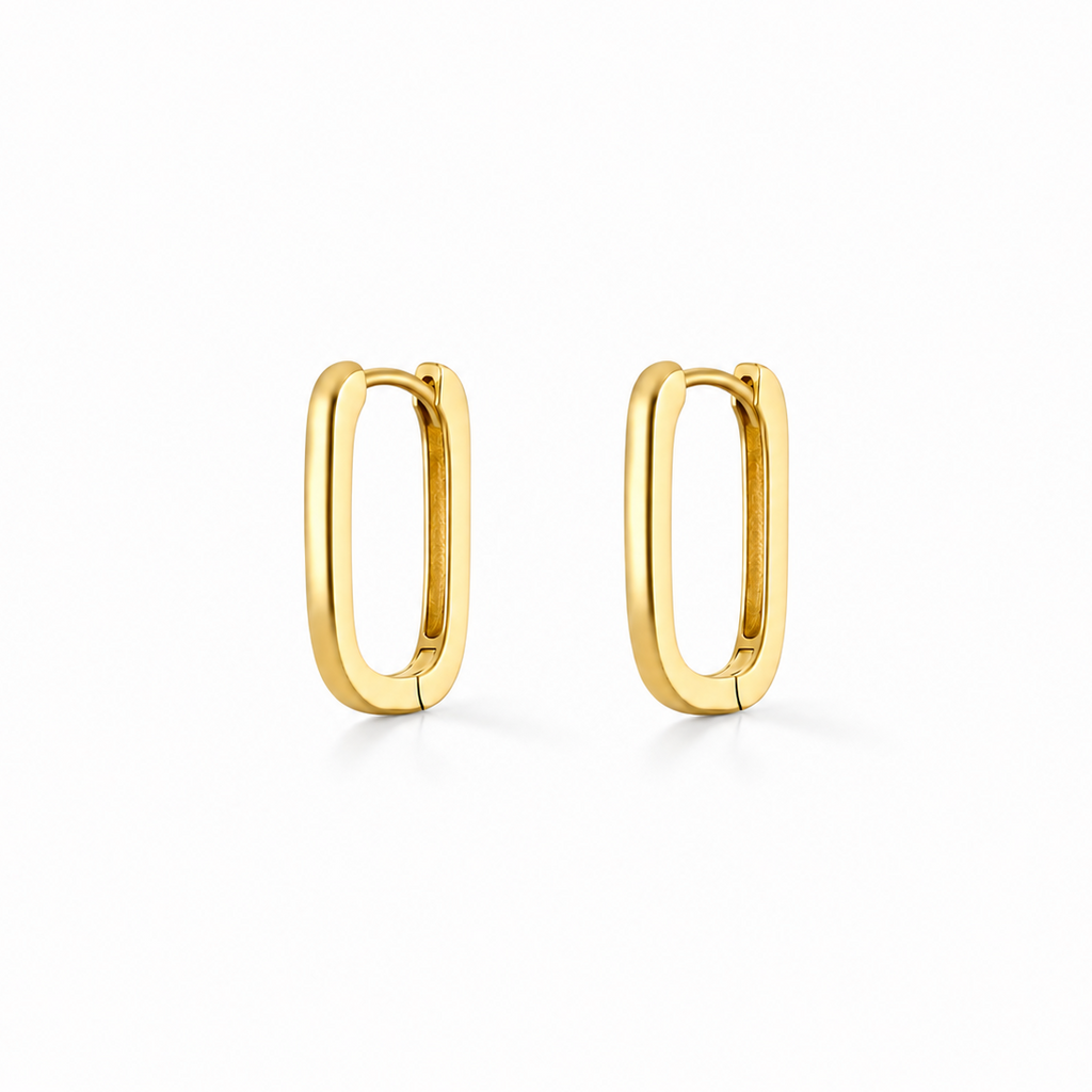 Créoles Ovales Architecturales Or 18K & Argent Rhodié — Argent 925
