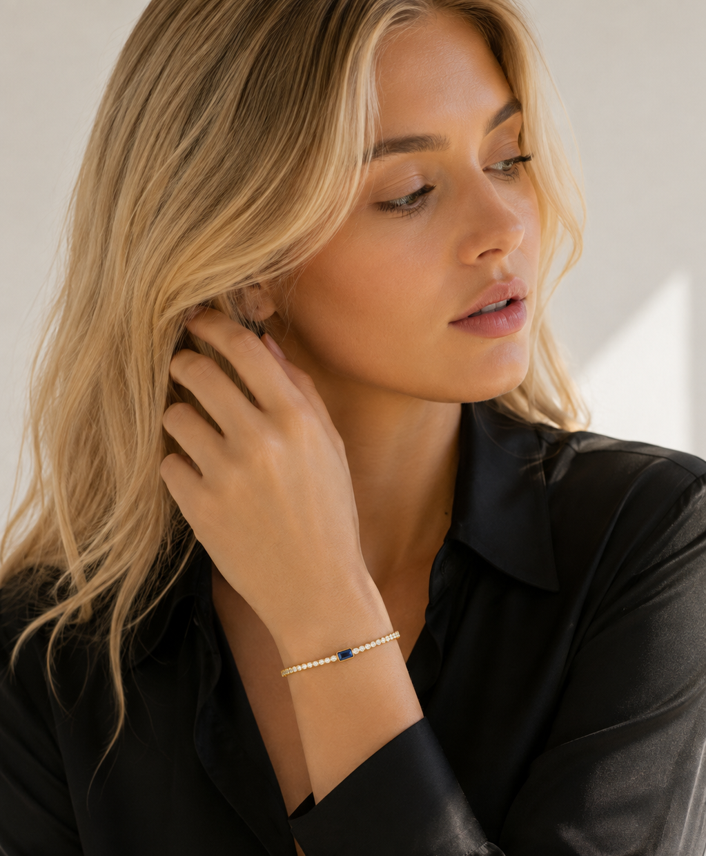 Bracelet Tennis Émeraude Saphir Zircones Plaqué Or 18K Argent 925