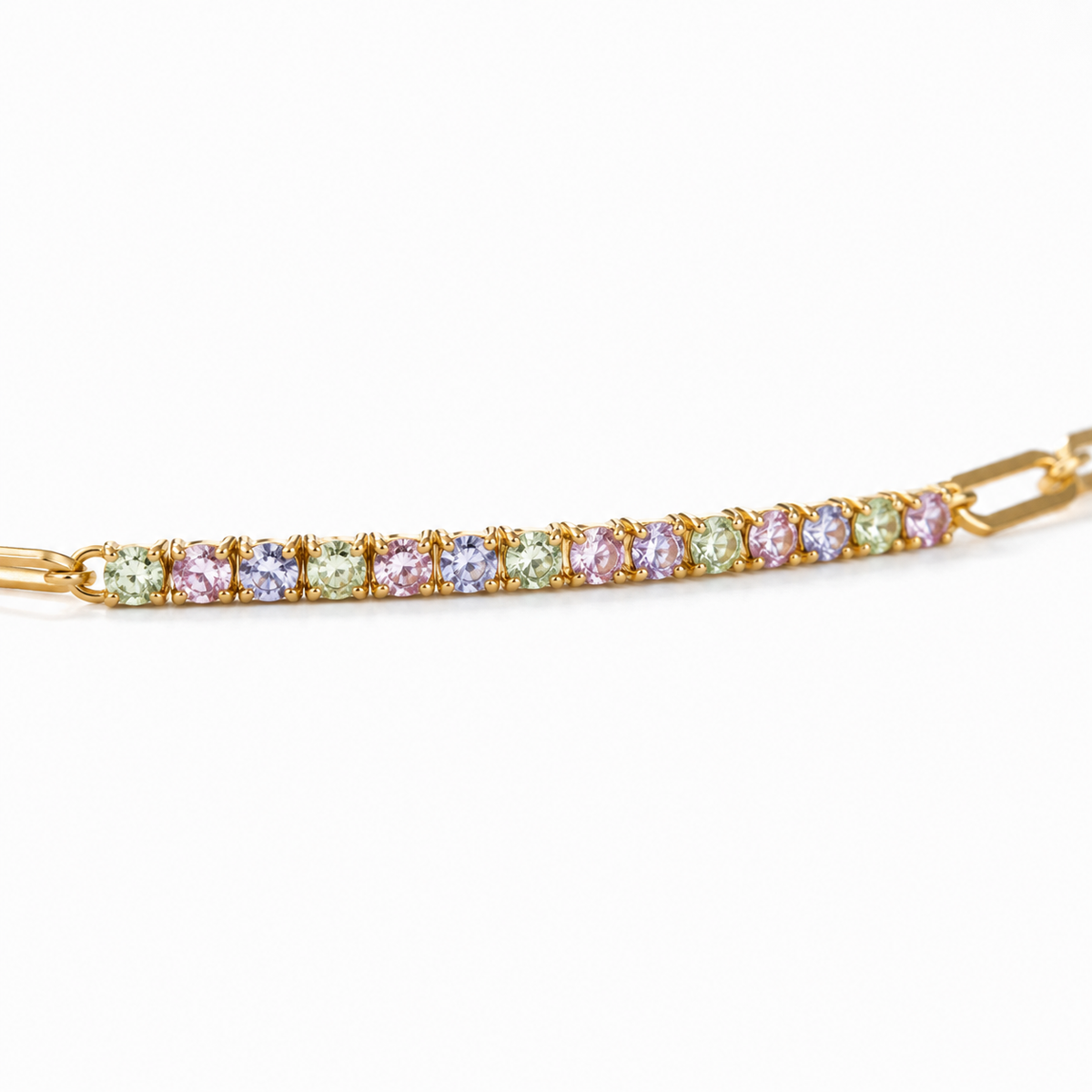 Bracelet  Maillon Tennis Zircone Multicolore Plaqué Or 18K Argent 925