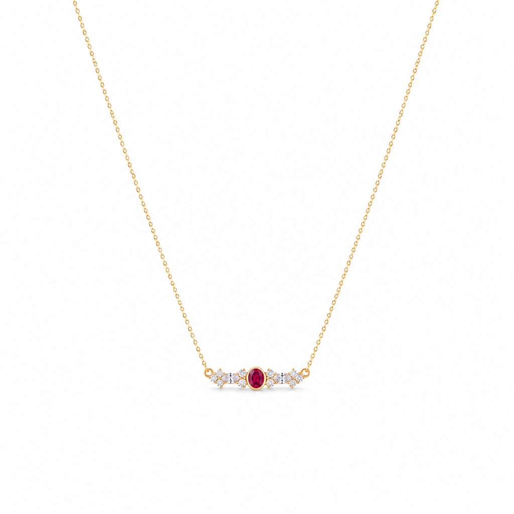 Collier Zirconias Rubis Dorure Or 18k Argent 925