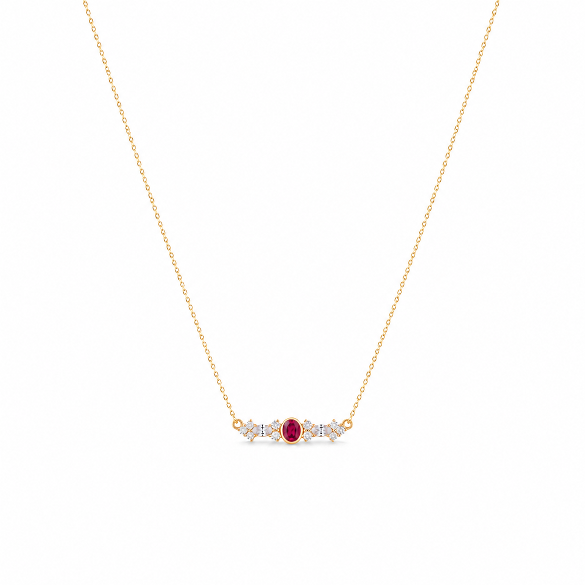 Collier Zirconias Rubis Dorure Or 18k Argent 925
