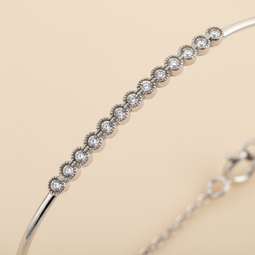 Jonc Zircones Argent - Macro