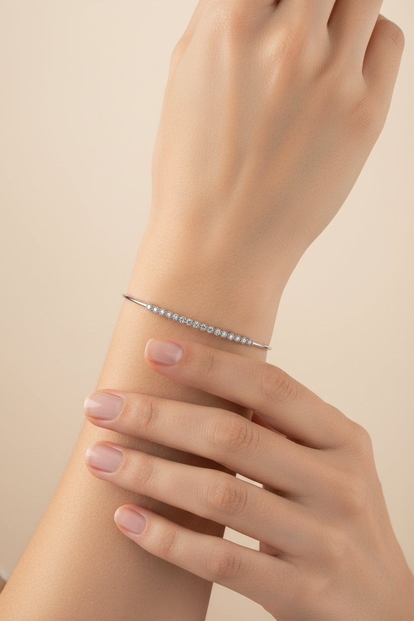 Jonc Zircones Argent - Poignet