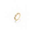 Anneau Maille Ancre  Zircone Pavée & Or 14K