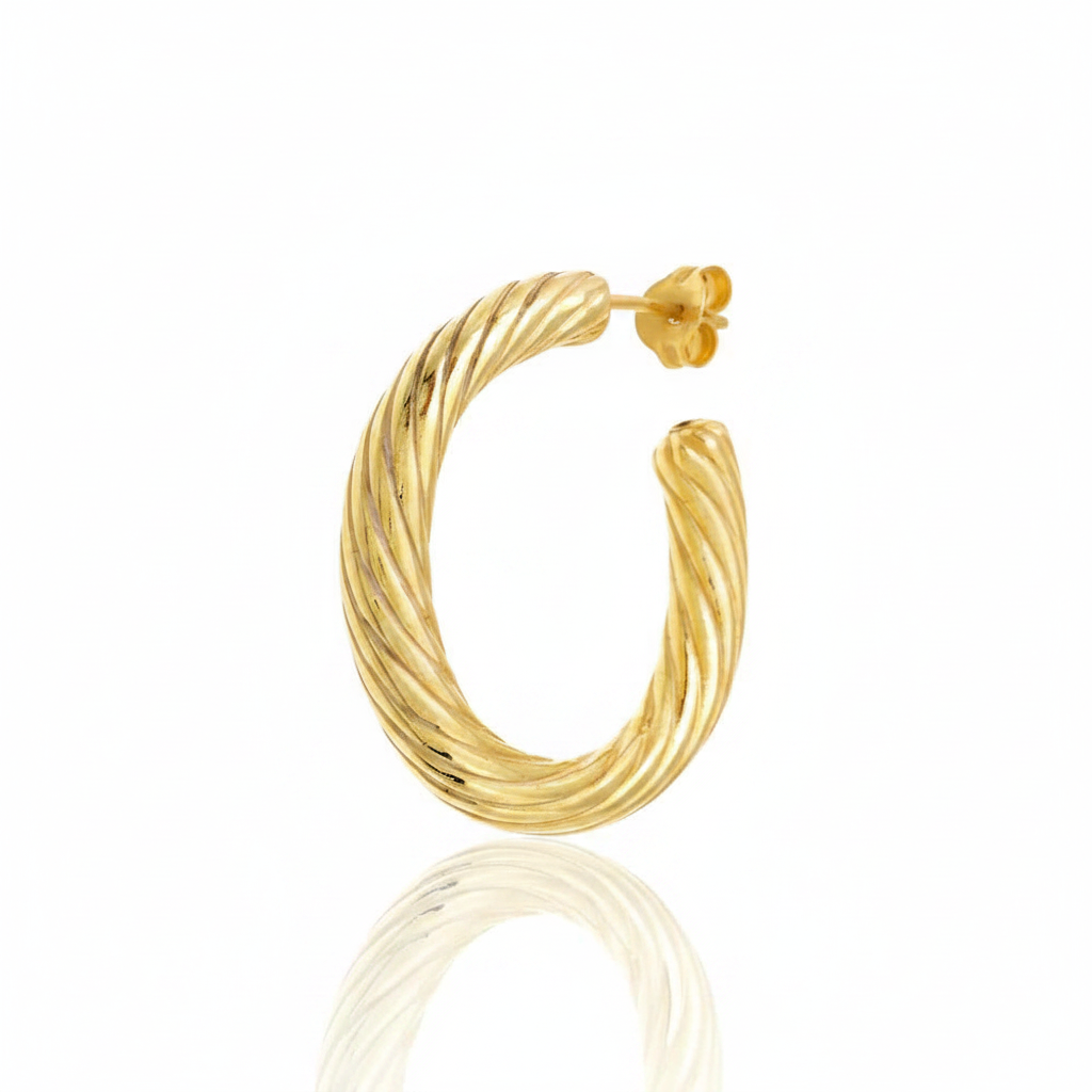 Demi-Lune Torsadée Dorure Or 18K