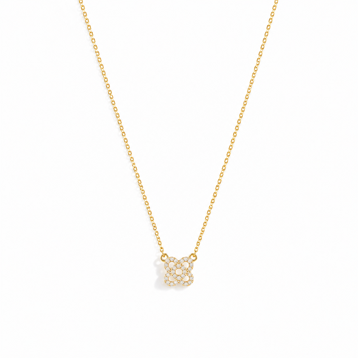 Collier Blossom Zircone Pavé Plaqué Or 18K