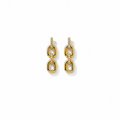 Boucles d'Oreilles Maillon  Zircone Blanche & Double Finition Or 18K Argent Rhodié