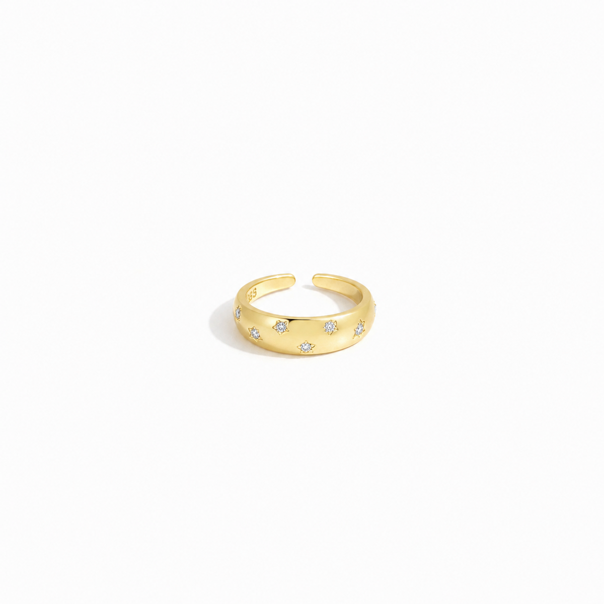 Bague Soleil Doré  Argent 925 Plaqué Or 18 Carats & Zircons