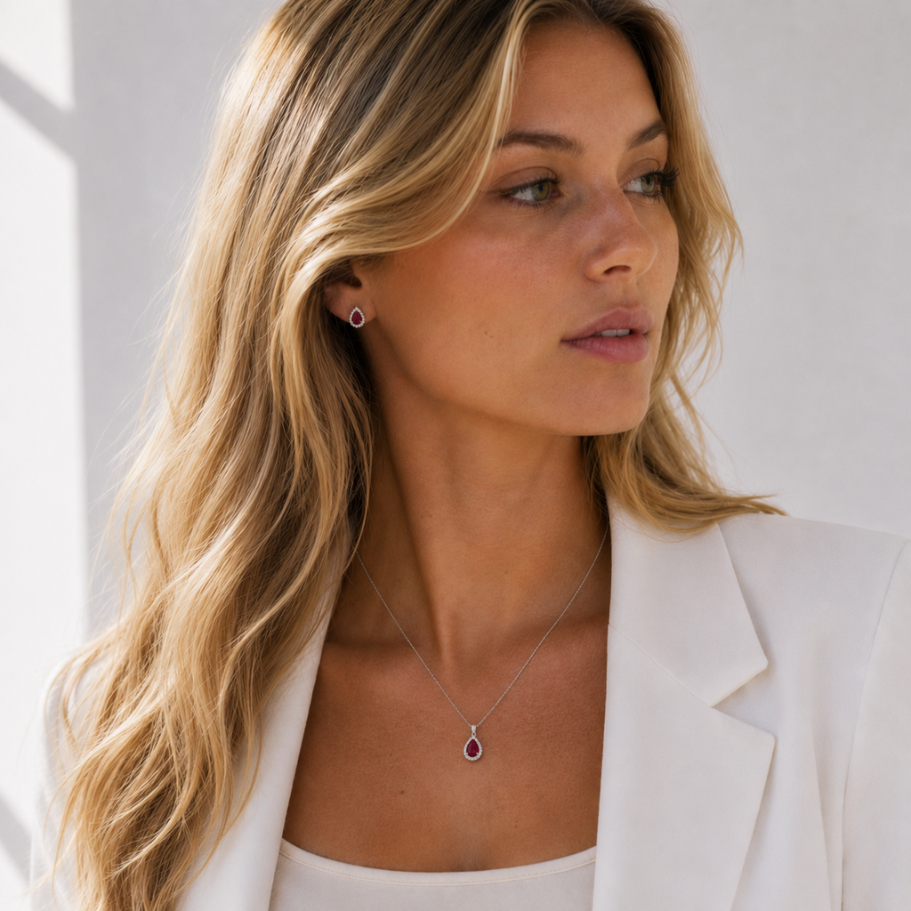 Ensemble Goutte Zircon & Pavé Argent Rhodié