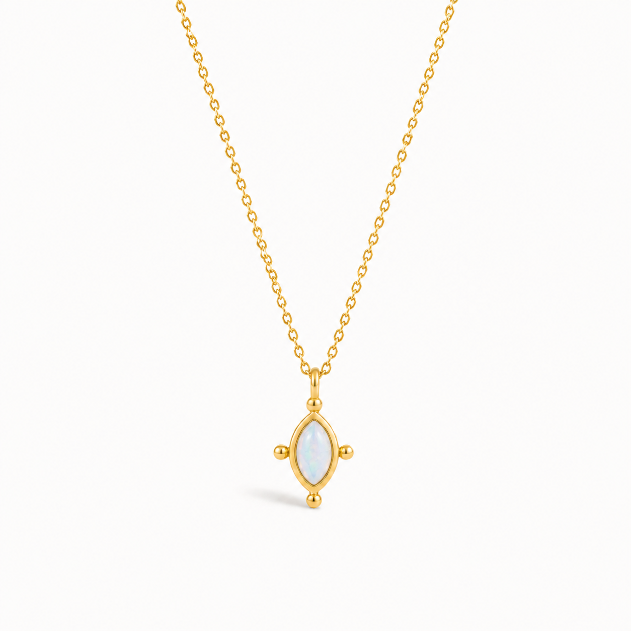 Collier Marquise Pierre de Lune Dorure Or 18k Argent 925
