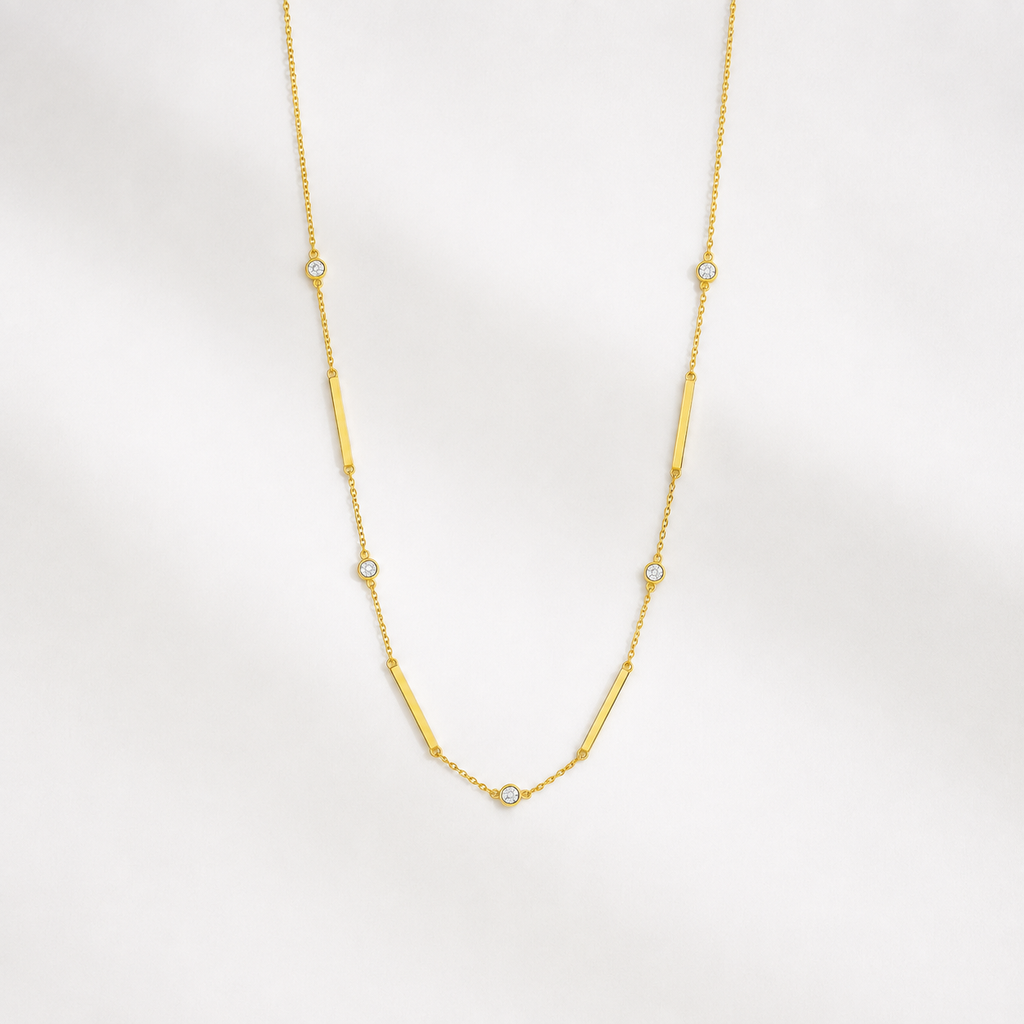 Collier Céleste Barres Zircones Sertis & Barres Or