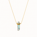 Collier Pointe Labradorite Brute Dorure Or 18k  Argent 925