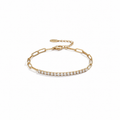 Bracelet Maillon Tennis Zircone Blanche Plaqué Or 18K Argent 925