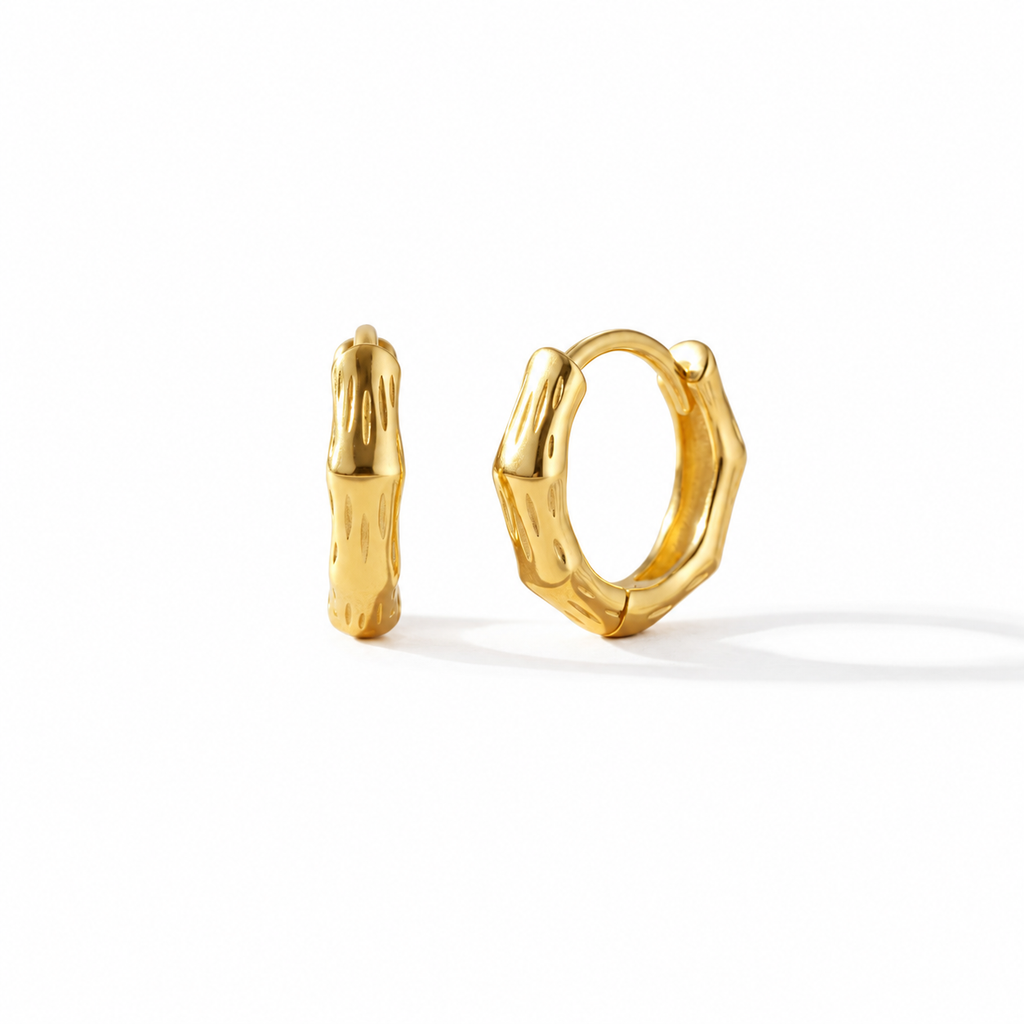 Créoles Bambou  Dorure Or 18K & Argent Rhodié  Argent 925