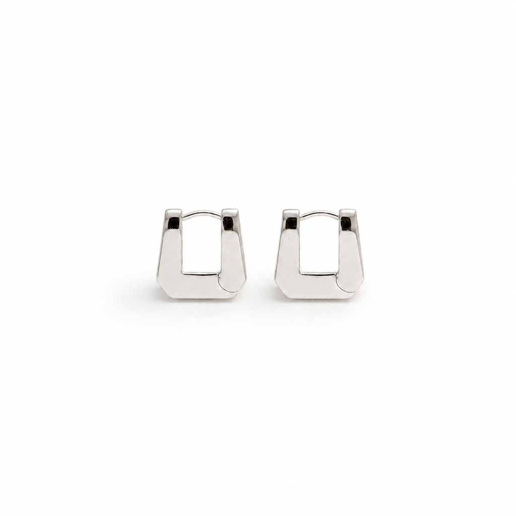 Créoles Carrées Lisses Argent Rhodié  Argent 925