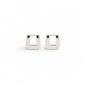 Créoles Carrées Lisses Argent Rhodié  Argent 925