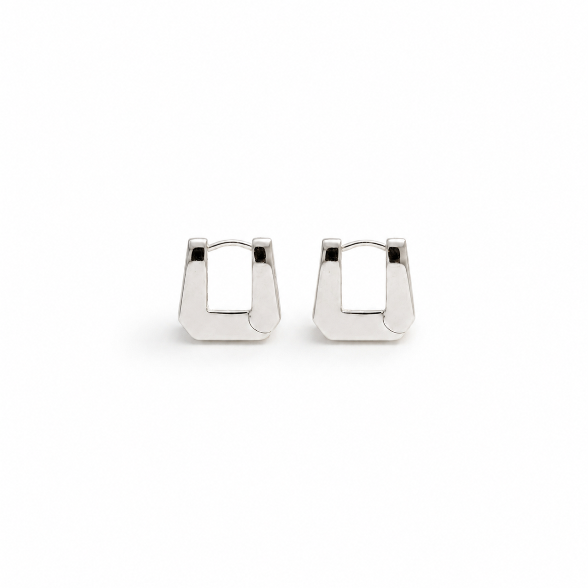 Créoles Carrées Lisses Argent Rhodié  Argent 925