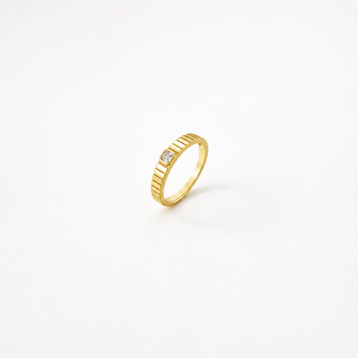 Anneau Lumière  Solitaire Zircone Argent sterling 925 & Or 18K