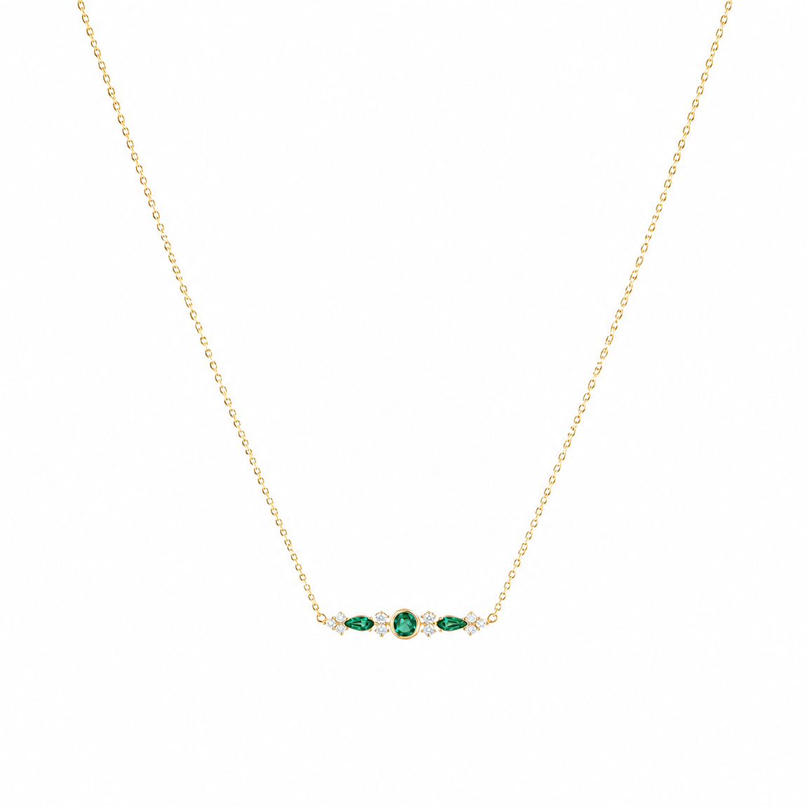 Collier Zirconias Émeraude  Dorure Or 18k  Argent 925