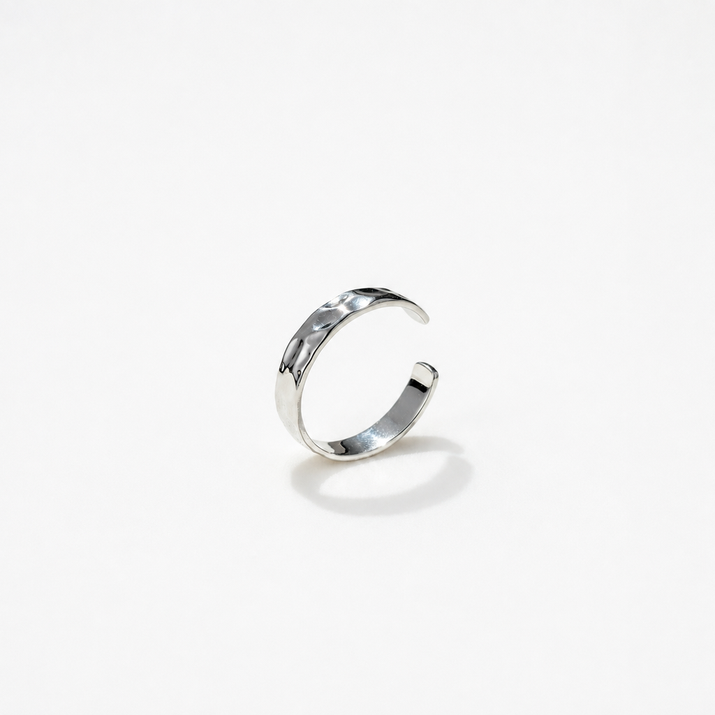 Bague Soleil Martelé Argent Rhodié